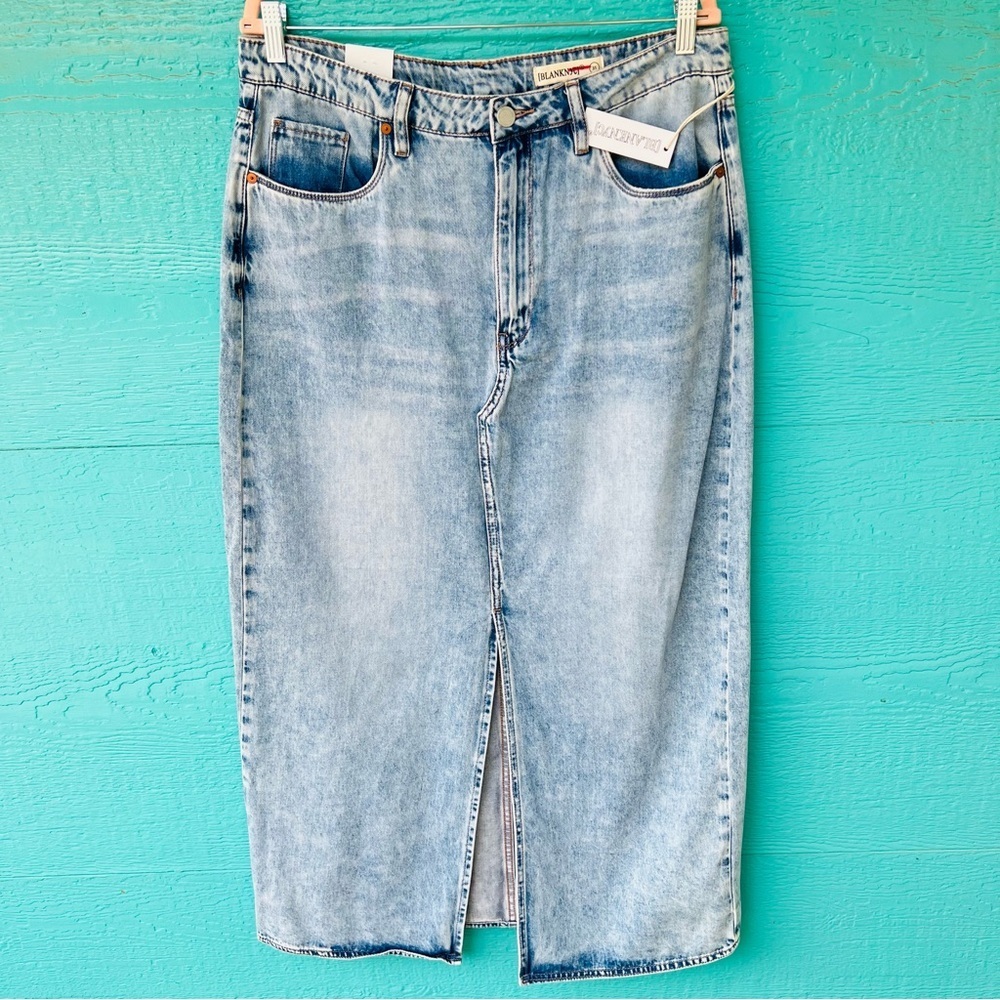 BLANK NYC In My Mind Light Wash Denim High-Rise Maxi Skirt SIZE 31 OR 12 NWT
